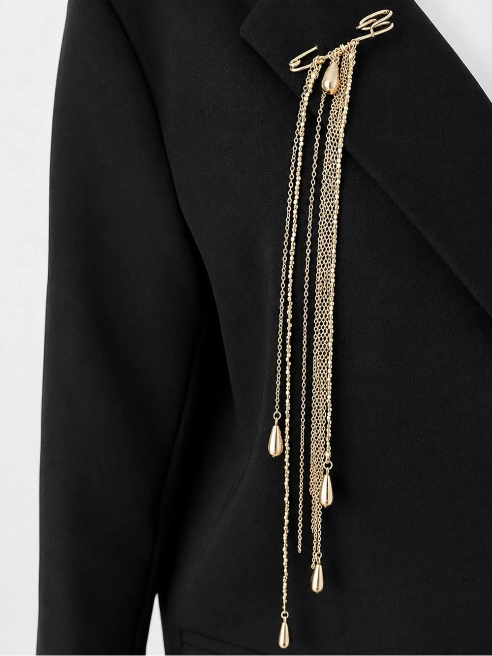 Gold Multi-Chain Safety Pin Brooch - Picture 3 of 3